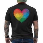 Buntes Herz Regenbogen T-Shirt mit Rückendruck