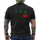 Cherry Heartbeat Cherries Fruits Ecg Pulse T-Shirt mit Rückendruck