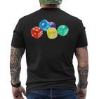 Colourful Dice In Five Different Colours T-Shirt mit Rückendruck