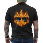 Cool Fire And Flames Glasses T-Shirt mit Rückendruck