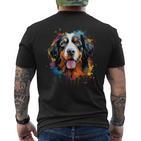 Cute Bernese Mountain Dog On Painted Bernese Mountain Dog T-Shirt mit Rückendruck