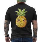 Cute Pineapple Face Kawaii Style T-Shirt mit Rückendruck