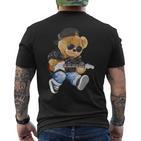 Cute Teddy Bear Playing Electric Guitar T-Shirt mit Rückendruck