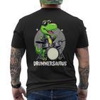 Drummer Boy Musician Drummersaurus Dinosaur T-Shirt mit Rückendruck