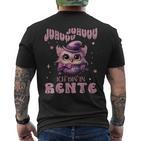 Eule Juhuuu Ich Bin In Rente Nachtteule Im Ruhestand T-Shirt mit Rückendruck