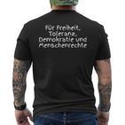 For Freedom Tolerance Democracy And Human Rights T-Shirt mit Rückendruck