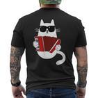 Cat Sunglasses Accordionist Accordion Musician T-Shirt mit Rückendruck