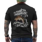 Geboren Zum Angeln Gezwungen Zum Arbeiten Angler T-Shirt mit Rückendruck