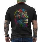 Lion Sunglasses Headphones Party Lion Lovers Lion T-Shirt mit Rückendruck