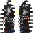 Lustiges Wellensittich Liebe Tut Weh T-Shirt mit Rückendruck