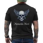 Memento Mori Gothic Skull & Wings T-Shirt mit Rückendruck