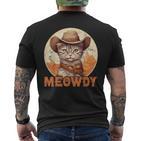 Meowdy Cat Meow Cowboy Hat Country Music Texas T-Shirt mit Rückendruck