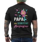 Papa The Birthday Mermaid Birthday T-Shirt mit Rückendruck