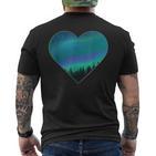 Polar Lights Heart Northern Lights Aurora Borealis T-Shirt mit Rückendruck