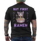 Ramen Cat Japanese Kawaii Anime Purple Style T-Shirt mit Rückendruck