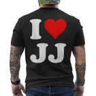 Red Heart I Love Jj T-Shirt mit Rückendruck