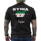 Syrian Revolution Flag Map Syria Situation Of Syria T-Shirt mit Rückendruck