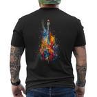 Upright Bass Instrument On Colourful Lacquered Double Bass T-Shirt mit Rückendruck