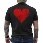 Vintage Red Heart Partner Children Lovealentine's Day Her Her T-Shirt mit Rückendruck