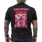 Zertifiziertes Freak Cat Meme T-Shirt mit Rückendruck