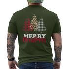 Christmas Tree Buffalo Check Leopard Xmas Merry Christmas T-Shirt mit Rückendruck