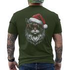 Cool Christmas Cat Santa Christmas Fun T-Shirt mit Rückendruck