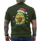 Festive Avocado Santa Christmas Lighting T-Shirt mit Rückendruck