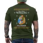 Flunder Fish Christmas Wonder Fishing Baltic Sea North Sea T-Shirt mit Rückendruck