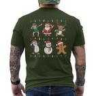 Christmas Reindeer Penguin Graphic With Santa Hat T-Shirt mit Rückendruck