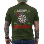 Dart Game Merry Dartmas Xmas Santa Ugly Dart's Christmas T-Shirt mit Rückendruck