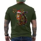 Squirrel Christmas Tree Lights Reindeer Christmas T-Shirt mit Rückendruck