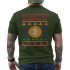 Ugly Christmas Bitcoin Short Sleeve T-Shirt mit Rückendruck