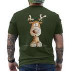 Happy Reindeer I Deer Wild Animal Elk Christmas Fun T-Shirt mit Rückendruck