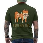 Happy Shiba Dog Celebrates New Year's Eve In Christmas Lights T-Shirt mit Rückendruck