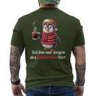 Ich Bin Nur Wegen Des Glühweins Here Xmas Penguin Glühwein T-Shirt mit Rückendruck