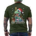 Merry Christmas Family Children's Dinosaur T Rex Christmas T-Shirt mit Rückendruck