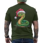 Merry Christmas Snake Xmas Party Eve Santa Hat T-Shirt mit Rückendruck