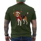 Santa Claus Beagle Reindeer Light Christmas T-Shirt mit Rückendruck