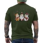 Santa Claus Reindeer And Snowman In The Snow I Christmas T-Shirt mit Rückendruck