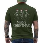 Skeletons Dance With Christmas Hats Merry Christmas Skeleton T-Shirt mit Rückendruck