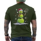 Tennis Snowman Tennis Player Santa Hat Christmas T-Shirt mit Rückendruck