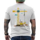 Children's 2Nd Birthday Boys With Crane And Digger Construction Site T-Shirt mit Rückendruck