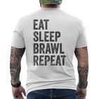 Eat Sleep Brawl Repeat Brawler ideo Player Gray T-Shirt mit Rückendruck