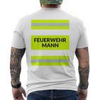 With Firefighter Costume Carnival Profession Red T-Shirt mit Rückendruck