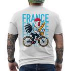 France Bicycle And Baguette Breton Stripes Rooster T-Shirt mit Rückendruck