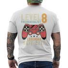 Kinder 8 Geburtstagideo Gamer Level 8 Freigeschaltet Jahrgang T-Shirt mit Rückendruck