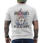 Official Siberian Husky Dog Sleep Blue T-Shirt mit Rückendruck