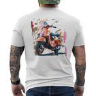 Scooter Moped Scooter Scooter Gray T-Shirt mit Rückendruck