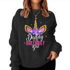 Daddy Of The Birthday Girl Unicorn Birthday Father Dad Blue Sweatshirt Frauen