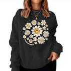 Flower Power Süßes Lächeln Gesichtsblume Happy Face Blumen Mädchen Sweatshirt Frauen